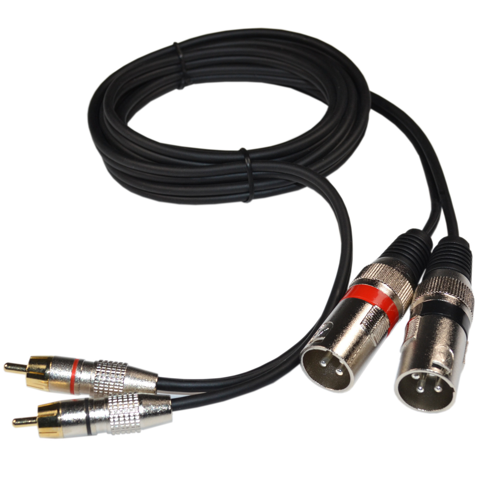 Dual XLR Male to Dual RCA Male Phono Plug Twin Lead / Audio Signal Patch Cable