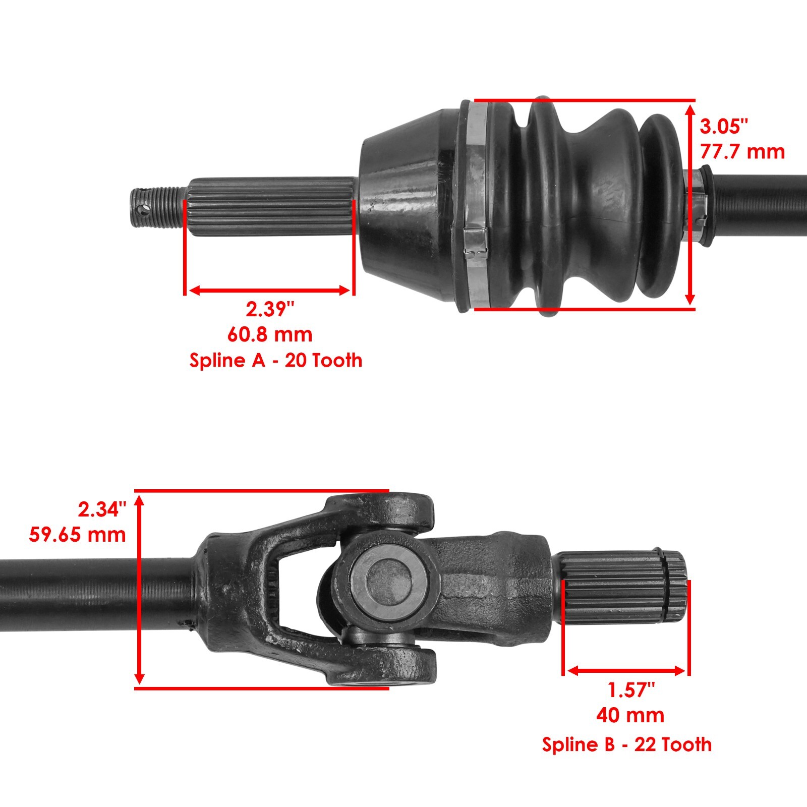 Front Left And Right CV Axles For Polaris Ranger 500 2x4 4x4 6X6 2000-2005