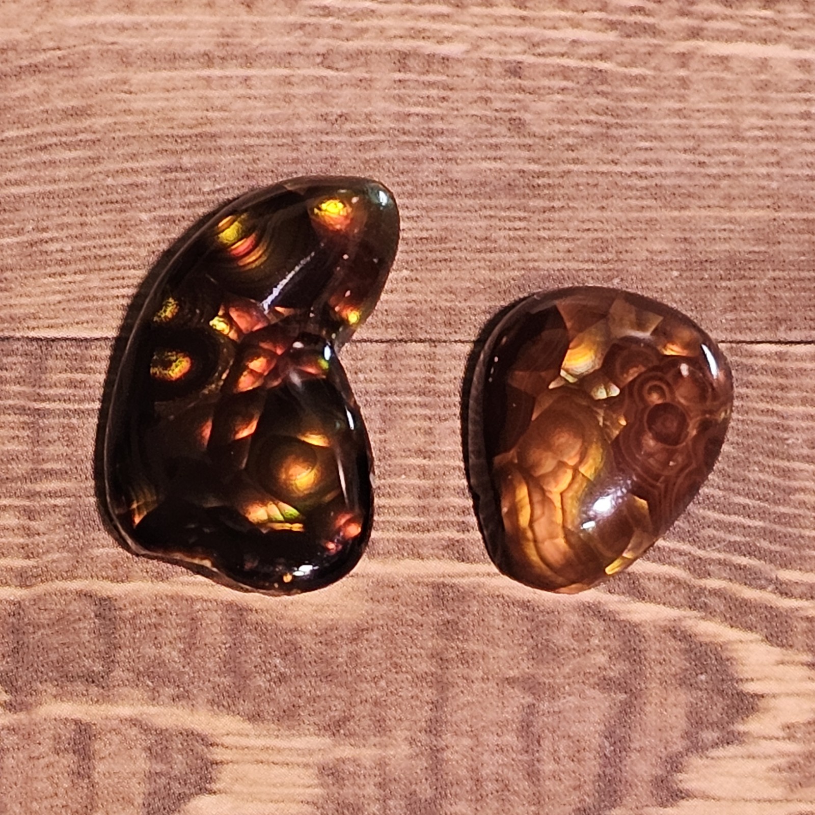 Fire Agate Pair With Wild Colors and Stunning Pattetns 25 CT Combined