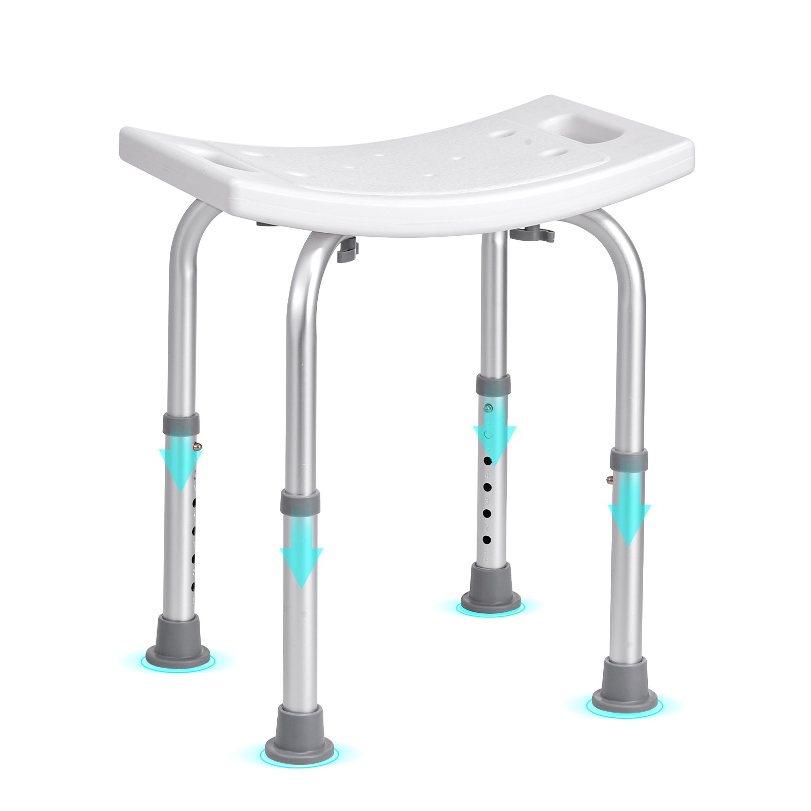 Height Adjustable Shower Chair Seat, Padded Bath Stool Bench