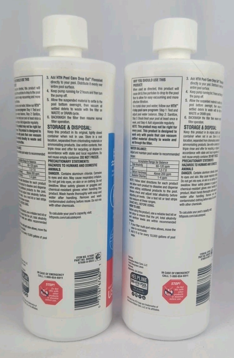 2 BTL 28 OZ HTH 67680 Swimming Pool Care Drop Out Flocculant-Clears Cloudy Water
