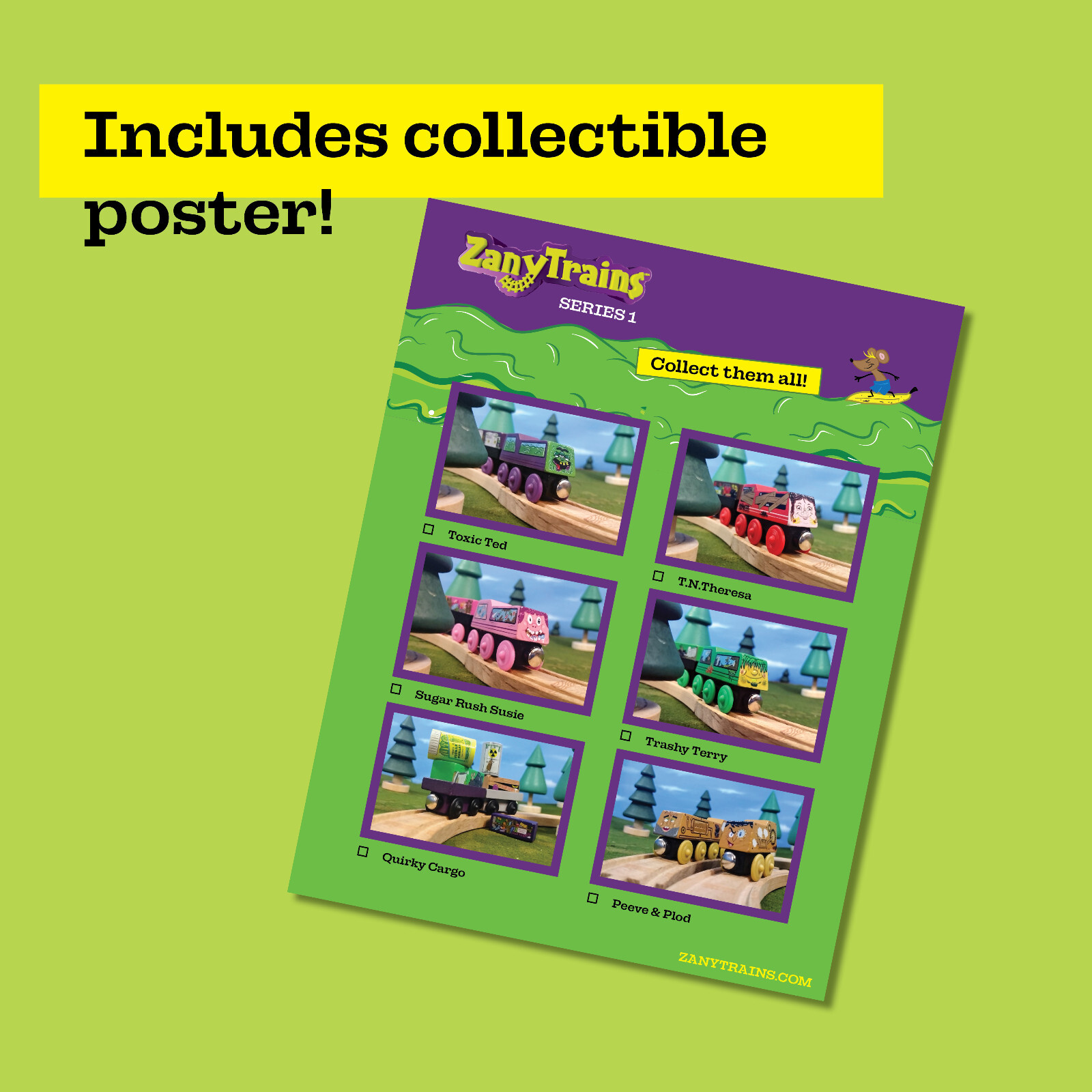 15 Pieces - Wooden Traffic Signs For Kids - Zany Trains Street Signs For Trains