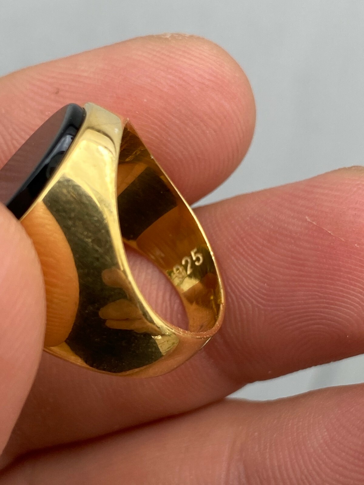 Men's 14k Gold Plated Solid 925 Sterling Silver Black Onyx Signet Ring Size 7-13