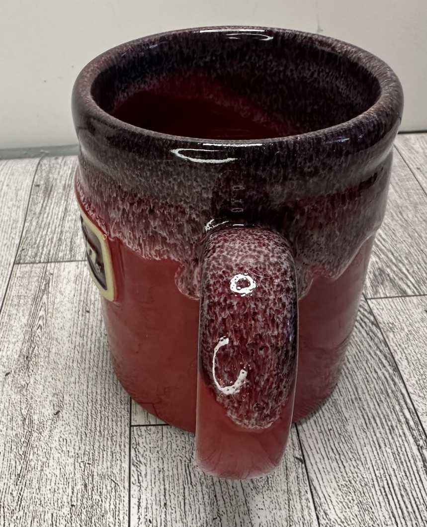 SNAP-ON TOOLS Handmade DENEEN POTTERY USA Red Drip Glaze COFFEE Drink MUG Cup