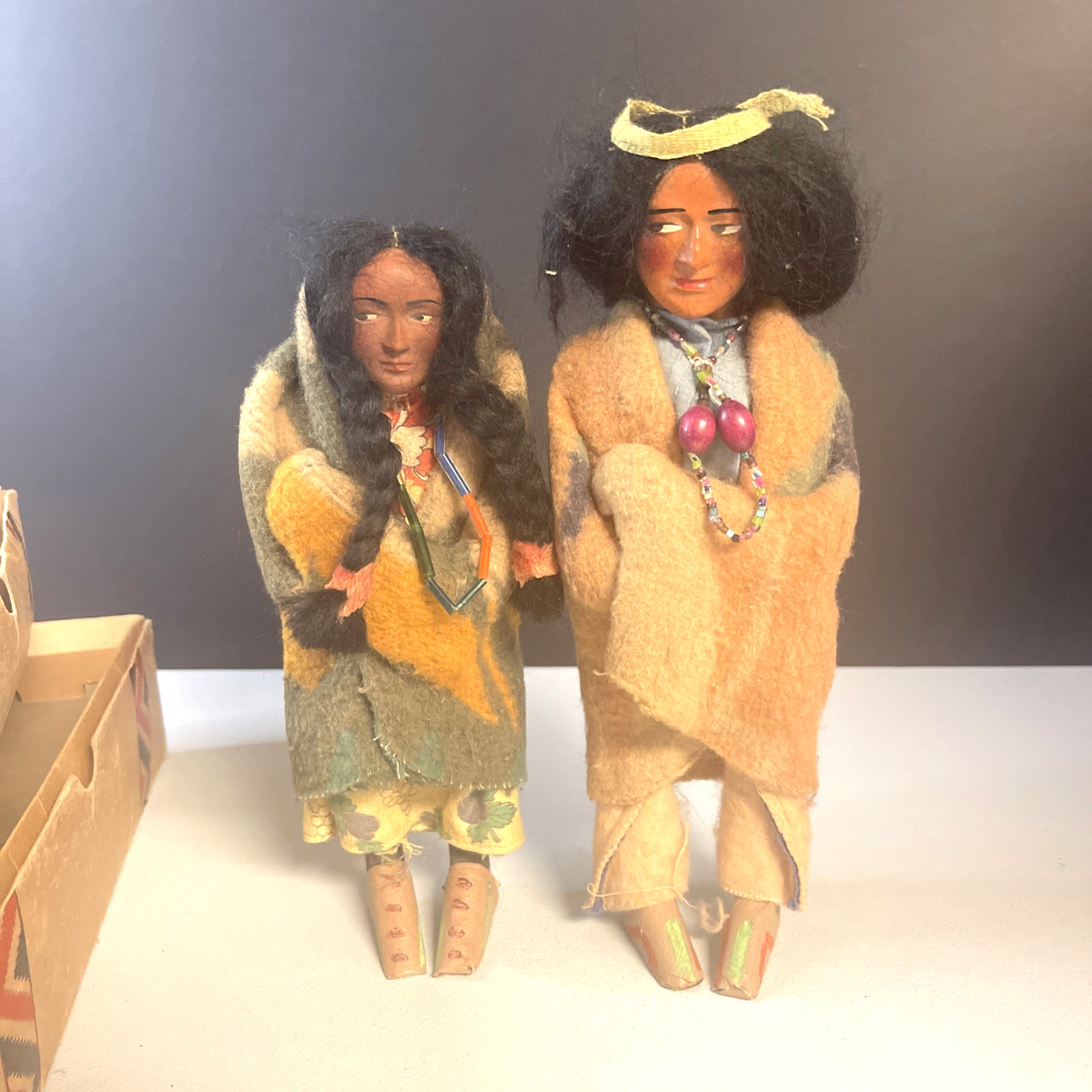 Vintage Skookum Bully Good Native American Indian Dolls w/Boxes