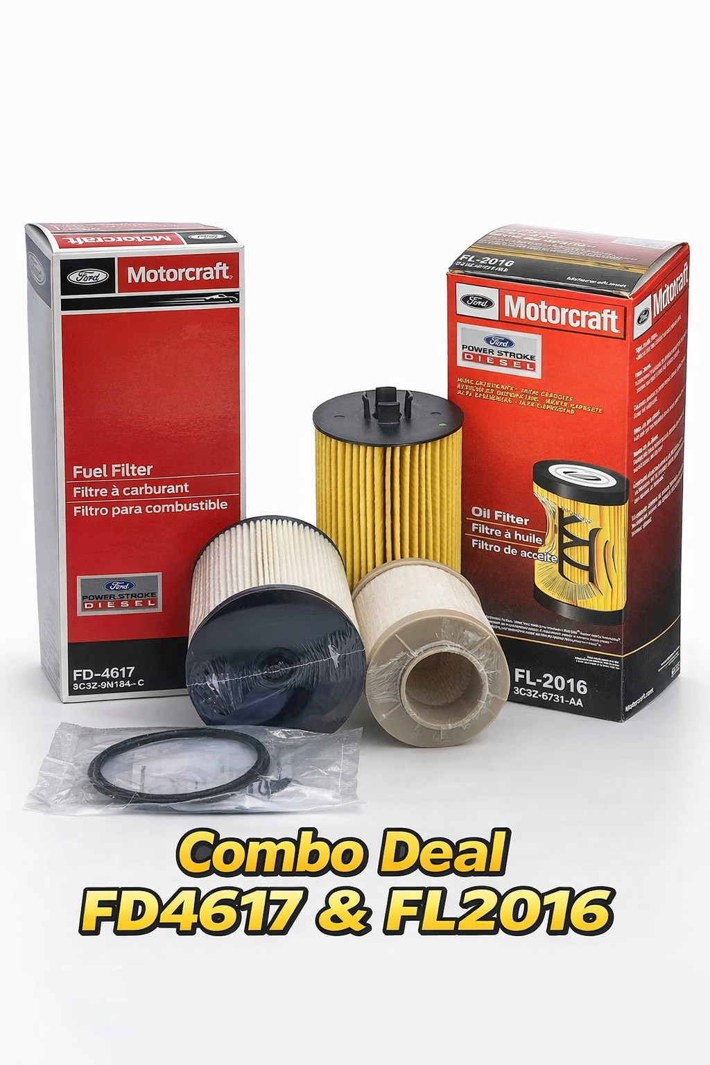 Motorcraft FD-4617 and FL-2016 Combo Pack of 2 | Genuine OEM Oil & Fuel Filter.