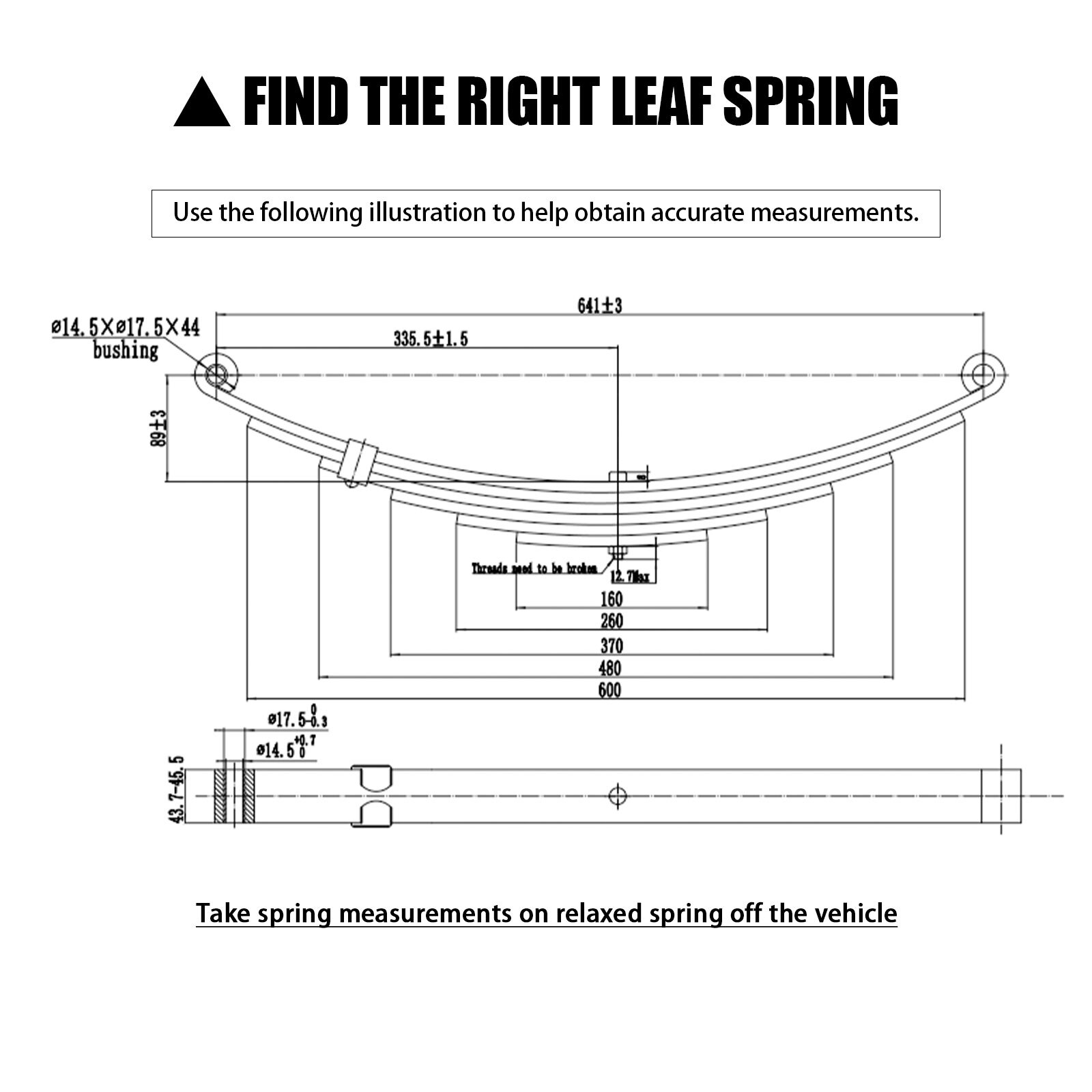 For 7000lbs Tandem Trailer Axle Suspension Kit 6 Leaf Springs/U-bolt/Hanger Kit