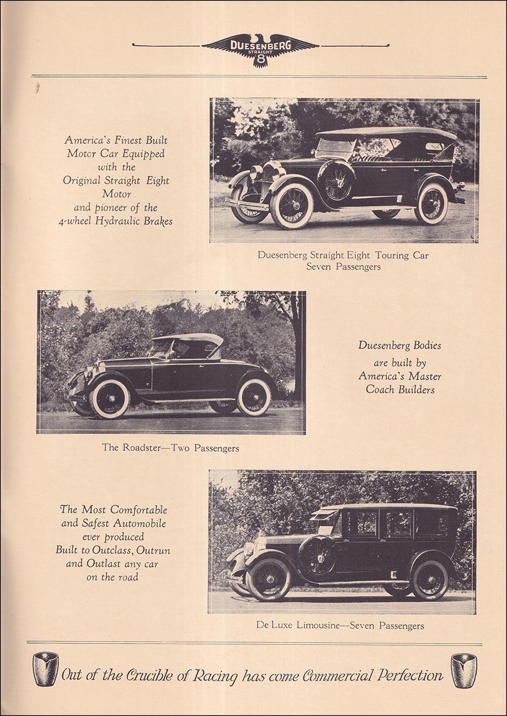 1924 Duesenberg Crucible Sales Brochure Reprint Model A Cars and Race Drivers