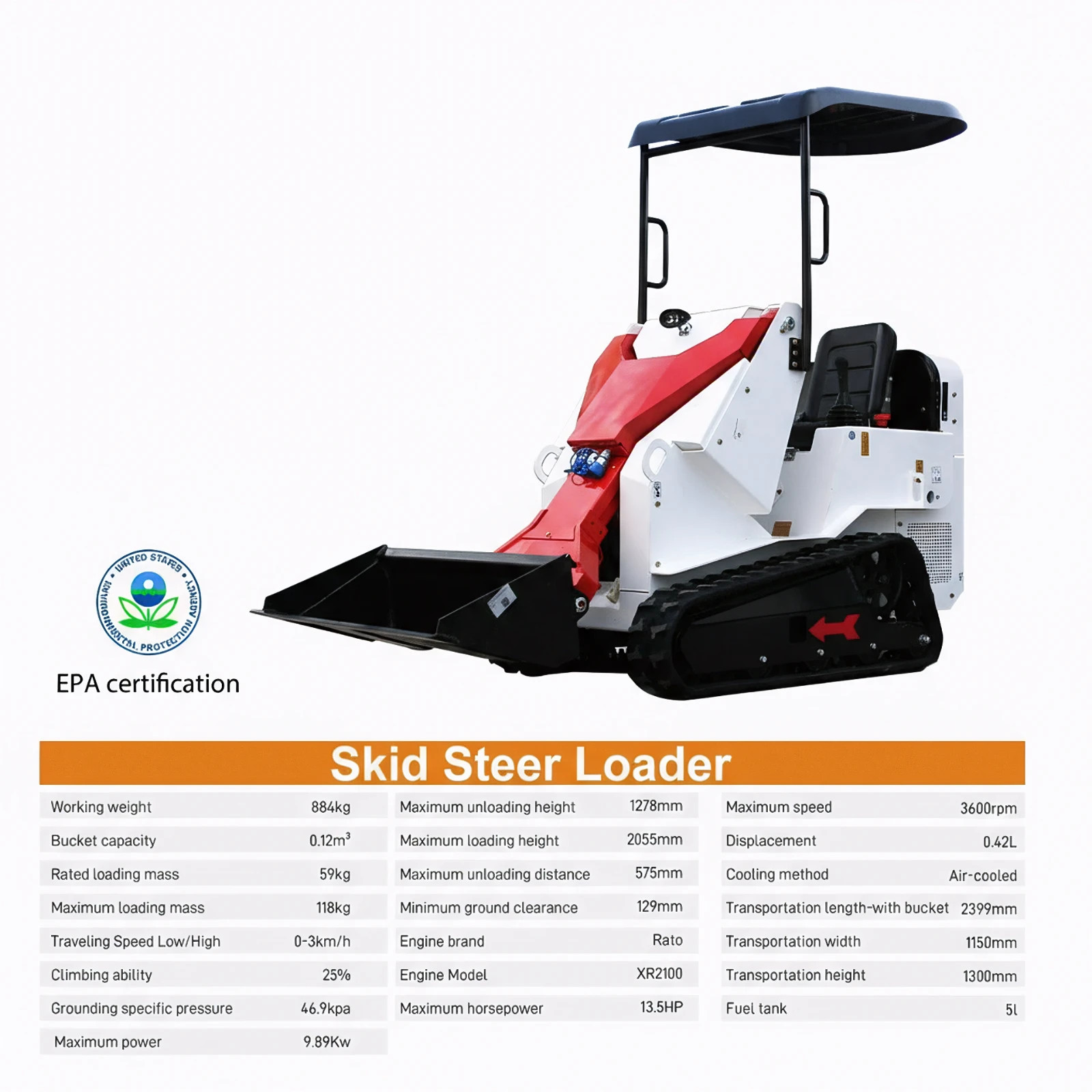 Mini Skid Steer Loader 13.5 hp Hydraulic System, B&S Engine