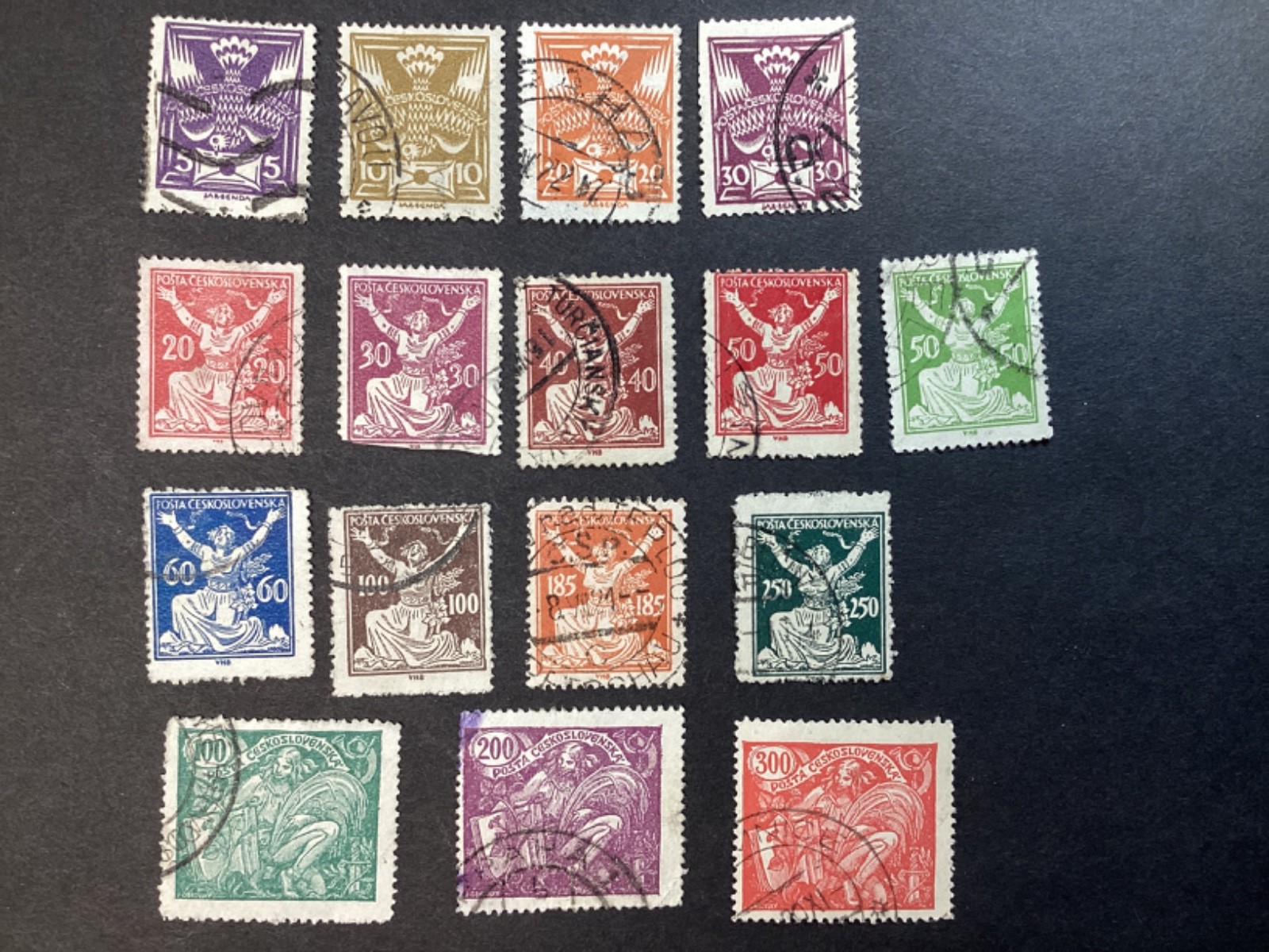 Czechoslovakia Stamps 1920-23 #68~81 16values Breaking Chains Pigeon Agriculture