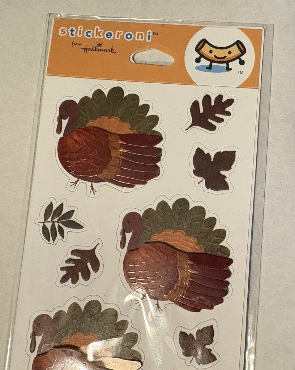 Hallmark Stickeroni Thanksgiving Stickers - Turkeys & Leaves - New In Package