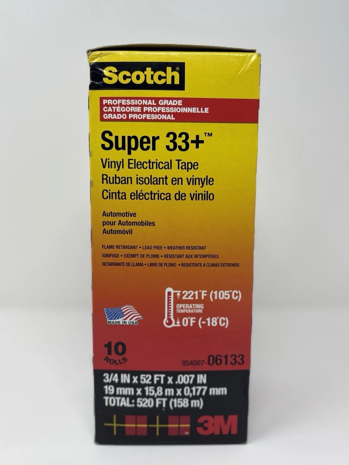 (10 PACK) 3M Scotch Super 33+ Vinyl Electrical Tape 06133 I 3/4"X 52FT