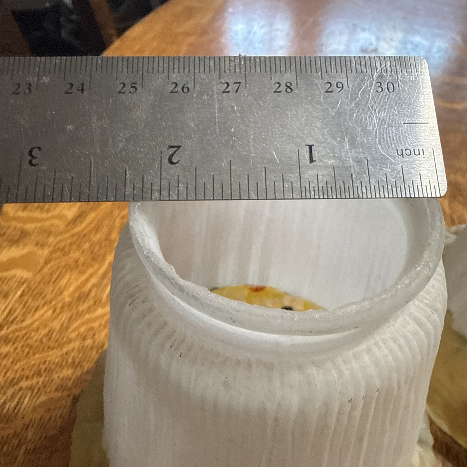 Antique Set 3 Reverse Painted Glass 4 5/8" Shades Yellow Flowers 2-1/4" Fitter