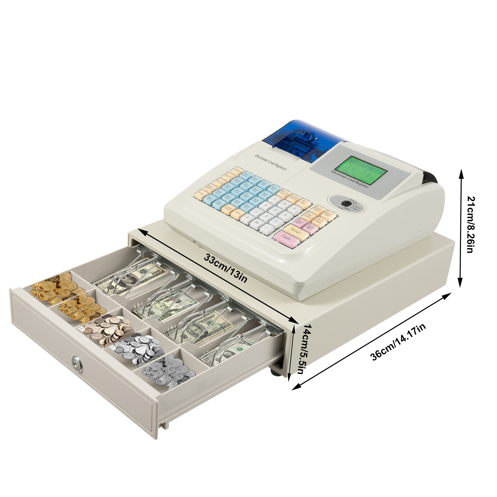 NEW Electronic Cash Register 48 Keys Cash Management System with Thermal Printer