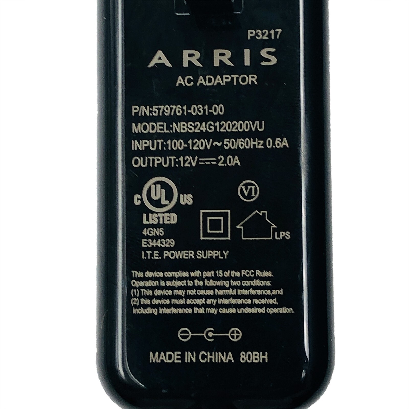 Genuine Arris AC Power Wall Supply Adapter for Arris Surfboard SBG8300 Modem