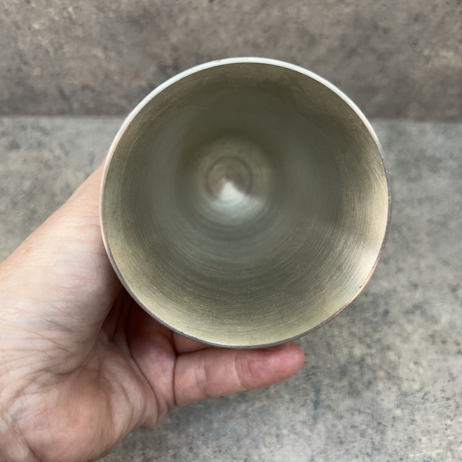 Vtg Large Fox Pewter Head Stirrup Cup 5”