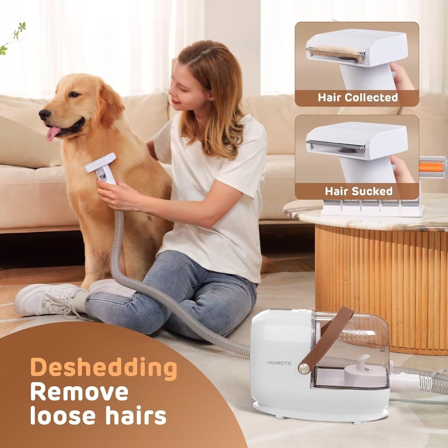 Dog Grooming Vacuum Kit – 3L Low Noise Pet Hair Vacuum w/ 7 Tools, Clipper