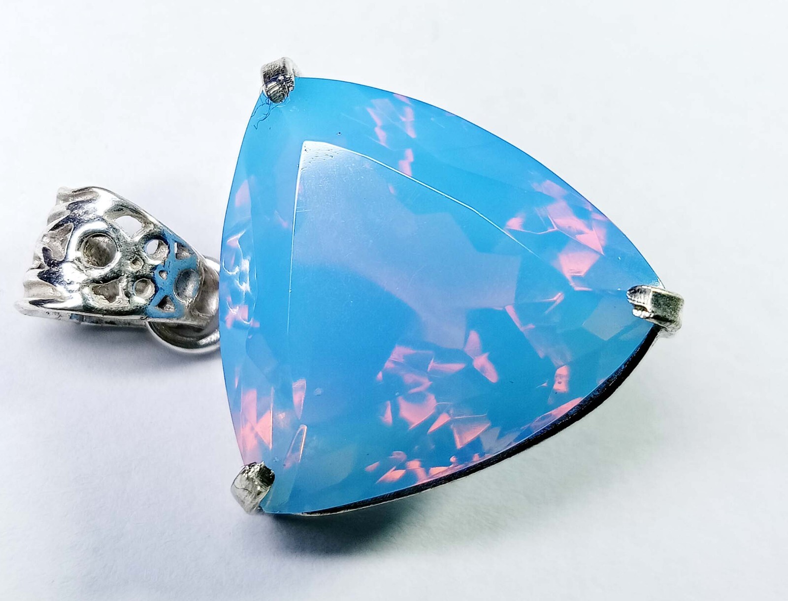 Trillion Cut Pendant 54.25 Ct Opal Blue Natural Loose Gemstone Locket Certified