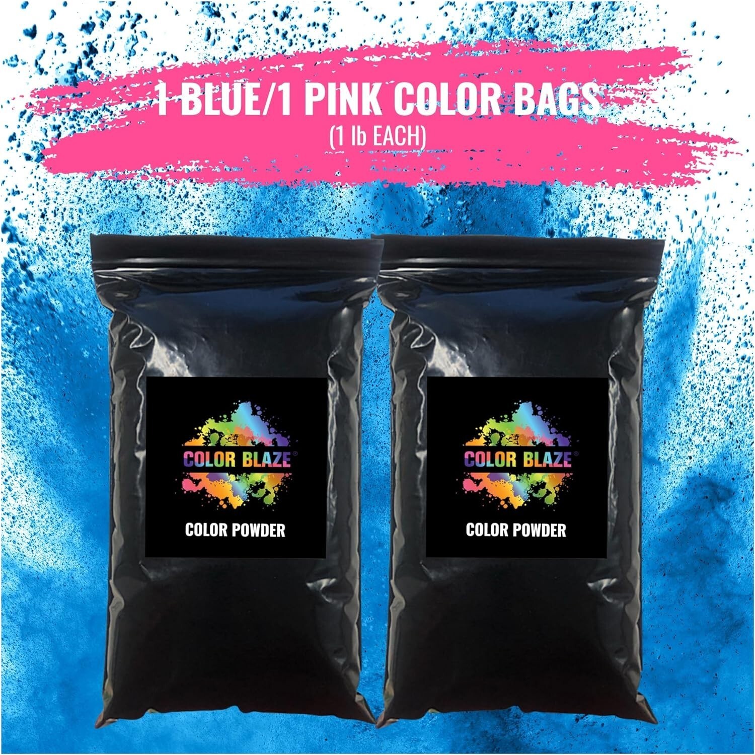 Color Blaze Blackout Out Color Powder 1lb Pink & 1lb Blue Baby Gender Reveal