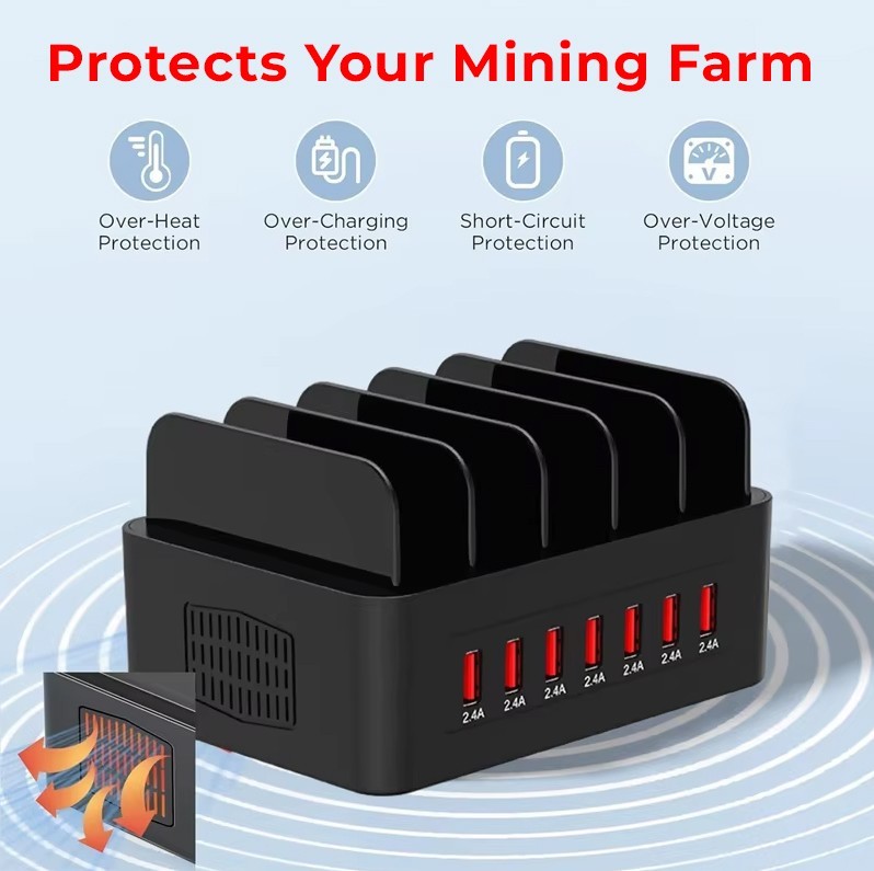 Smart USB Power Bay for NMMiner, Nerdminer, Bitcoin Lottery Miners