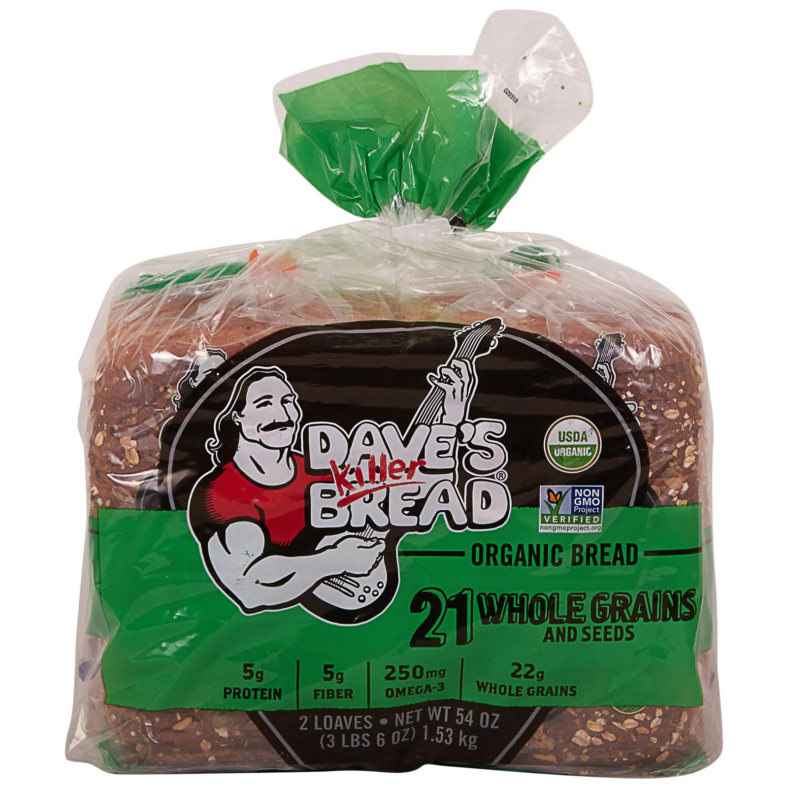 Dave's Killer Bread, Organic 21 Whole Grain Bread Loaf, Sliced, 27 oz, 2-pack