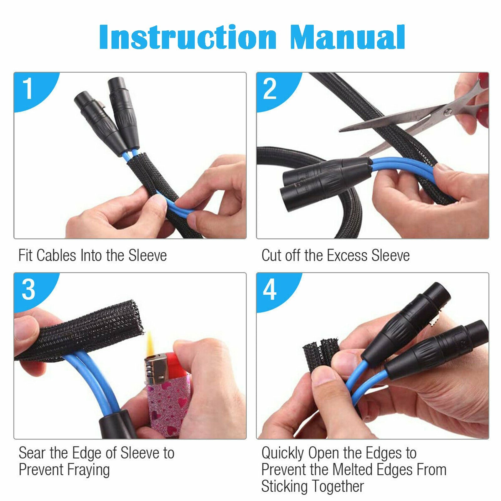 50FT 100FT Expandable Braided Cable Sleeve Sheathing Harness Wire Loom Conduit