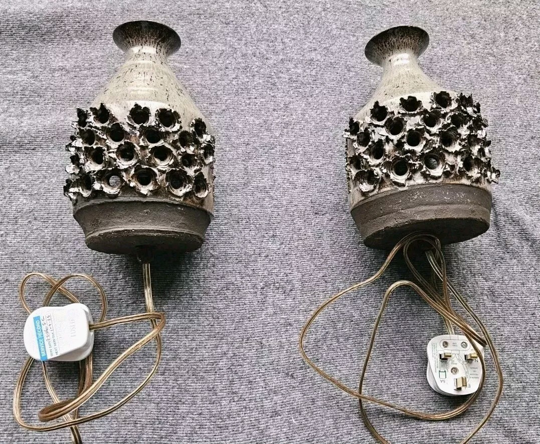 A Pair of Lovemose Danish brutalist Stoneware Vintage Wall Lights