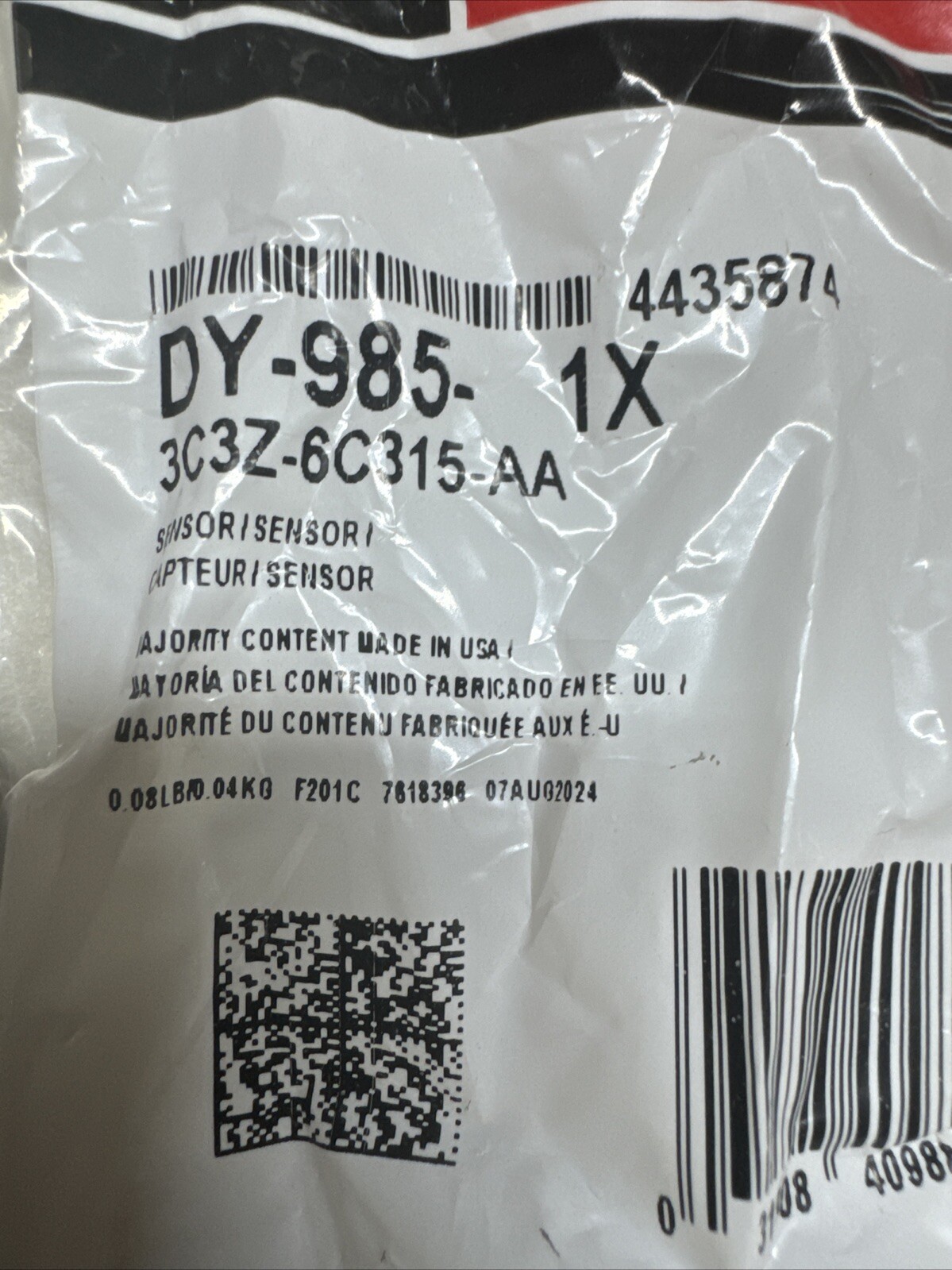 6.0L Power stroke Crankshaft Position Sensor Motorcraft DY-985 - 3C3Z-6C315-AA -