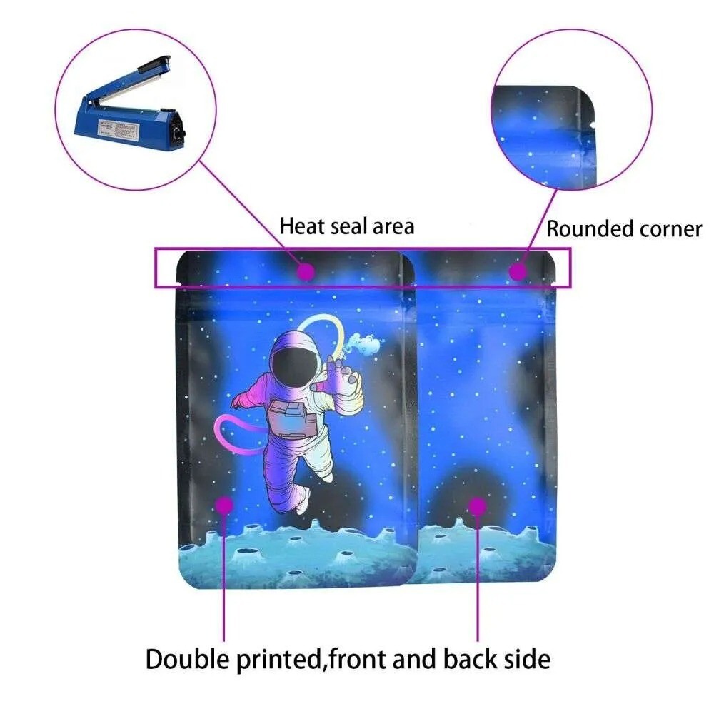 100PCs Resealable Mylar Foil Bags Zipper Seal Food Storage Bags Pouch