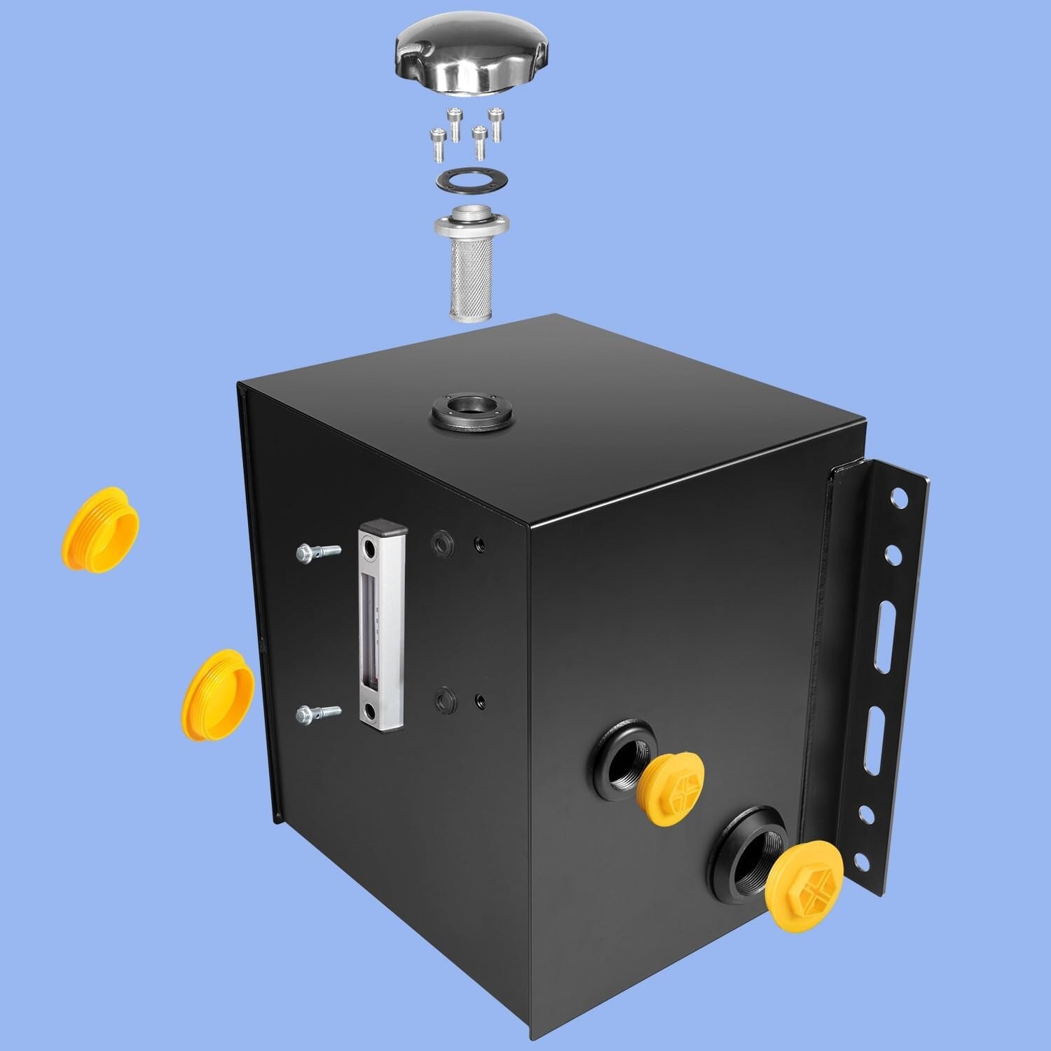 15-Gallon 14 Gauge Steel Hydraulic Fluid Reservoir Tank with Fill Cap Temp Gauge