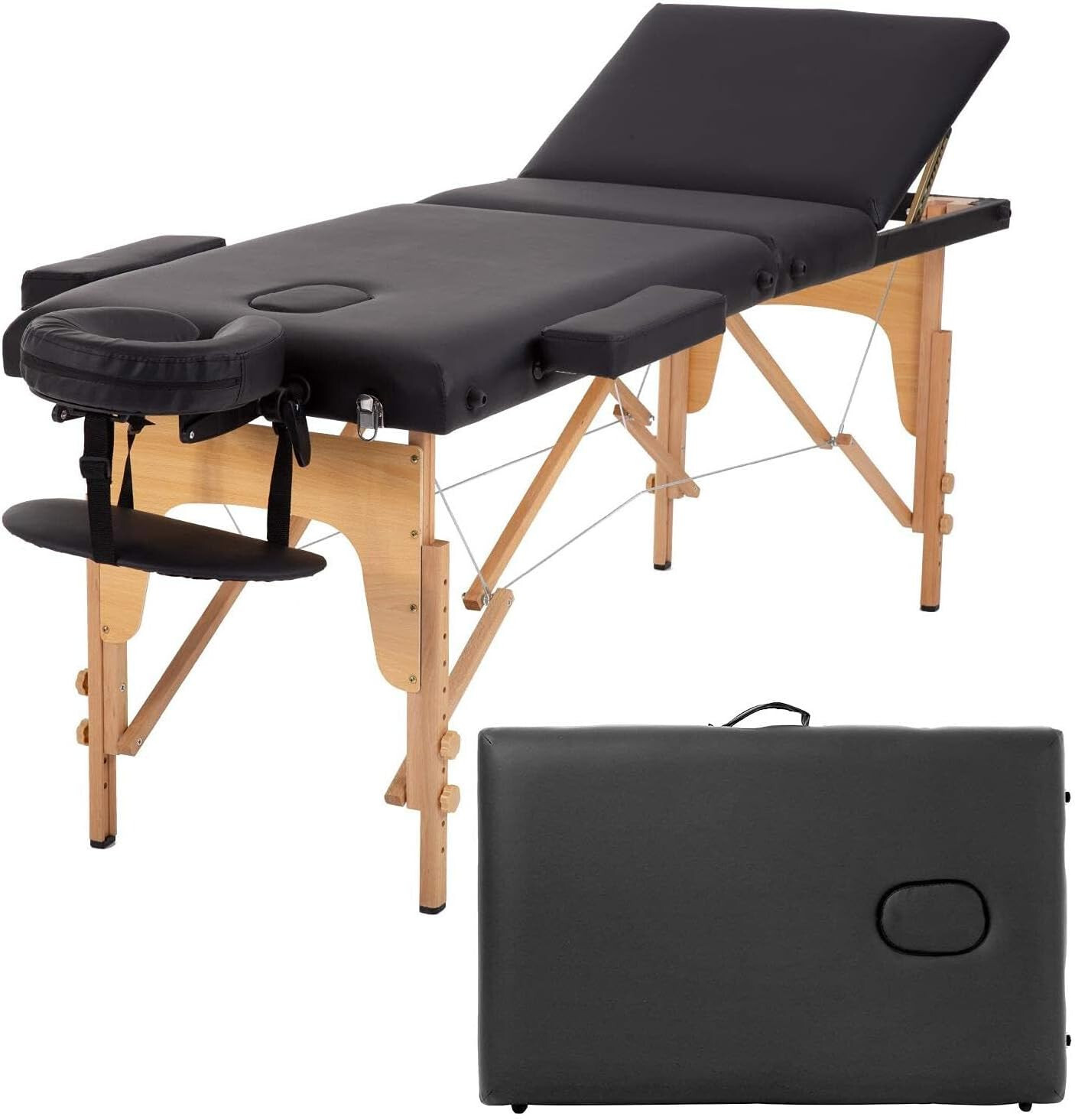 Massage Table Massage Bed 3 Fold Portable Massage Table 73" L x 32" W Spa Bed