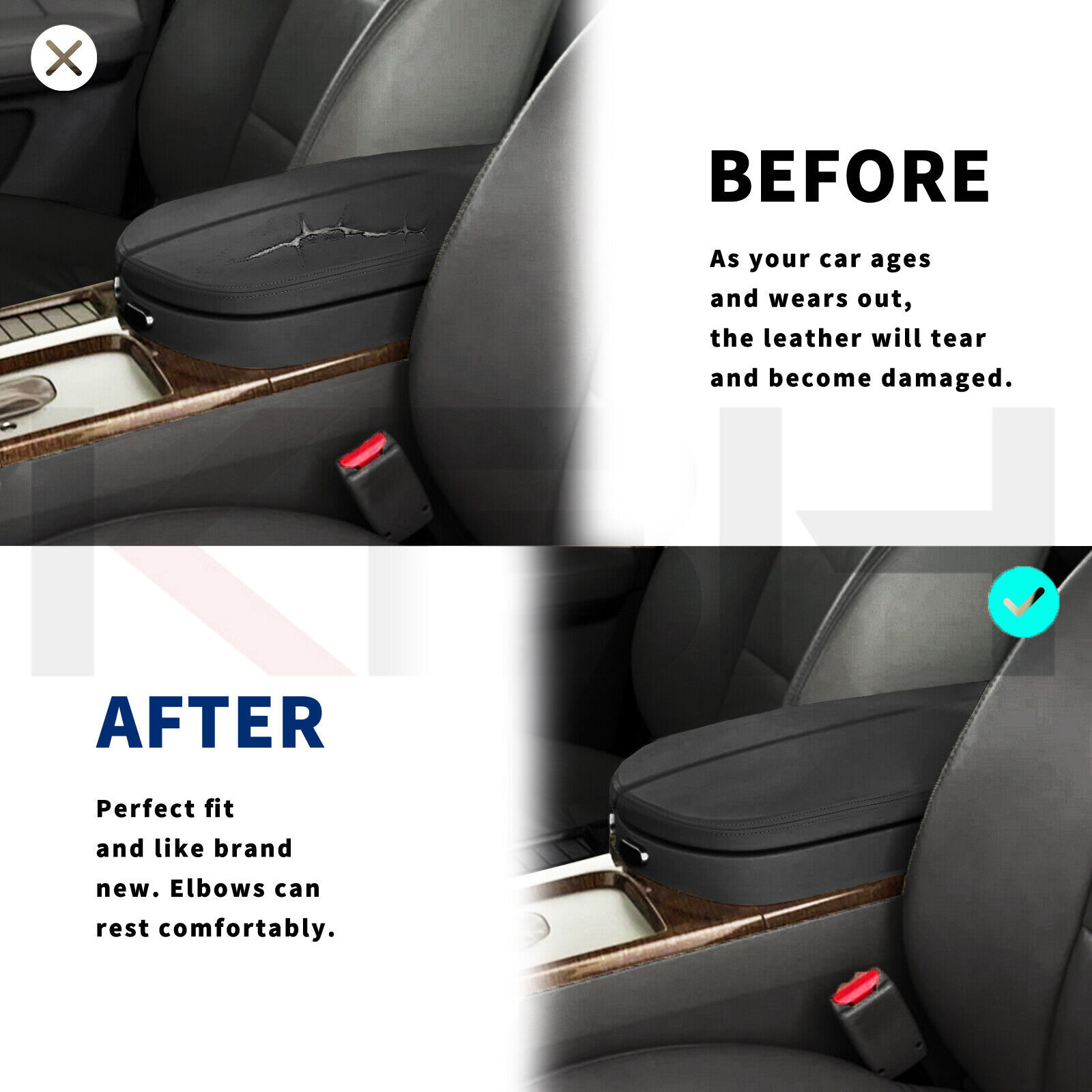 Fits 2007-2013 Acura MDX Leather Center Console Lid Armrest Cover Trim Black