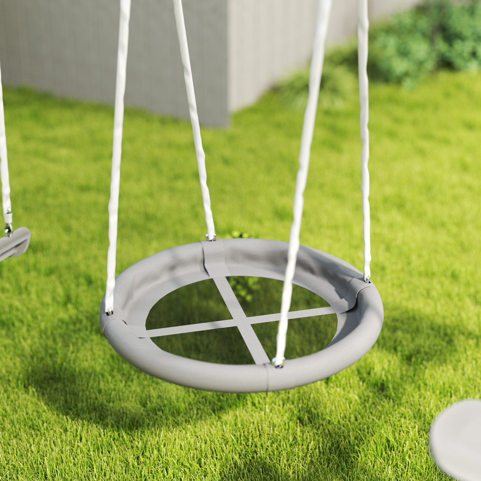 Outsunny Metal Swing Set for Kids with Double Swings Slide Seesaw Glider