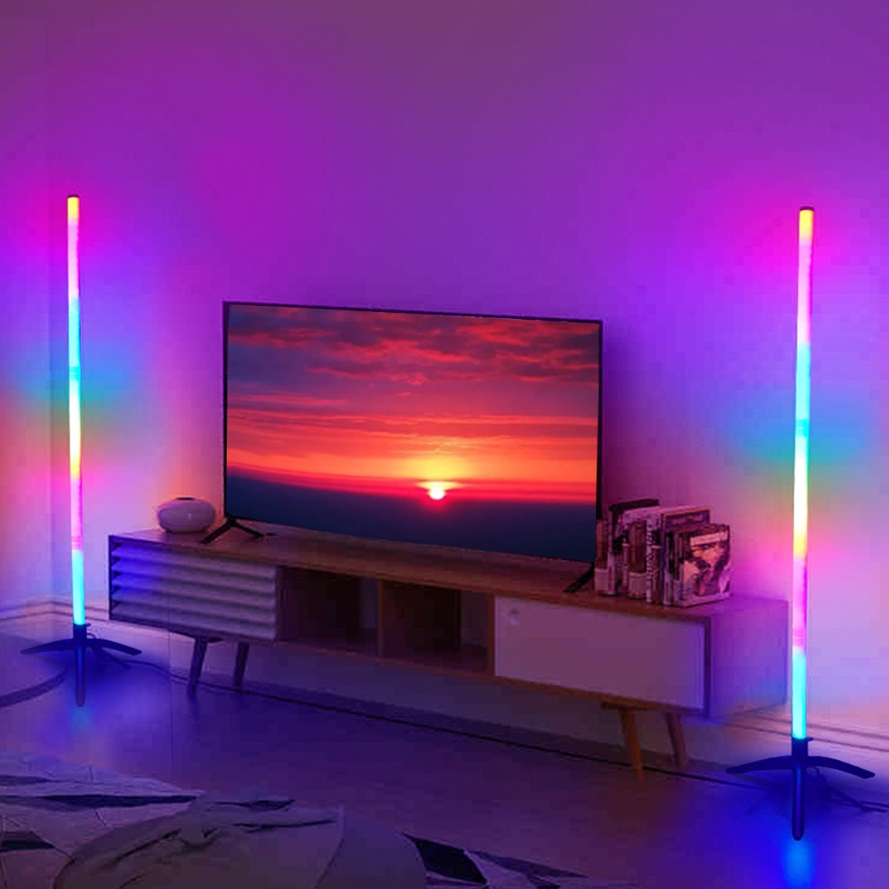 2-Pack Corner Floor Lamp RGB LED Minimalist Mood Light Colour Changing w/Remote