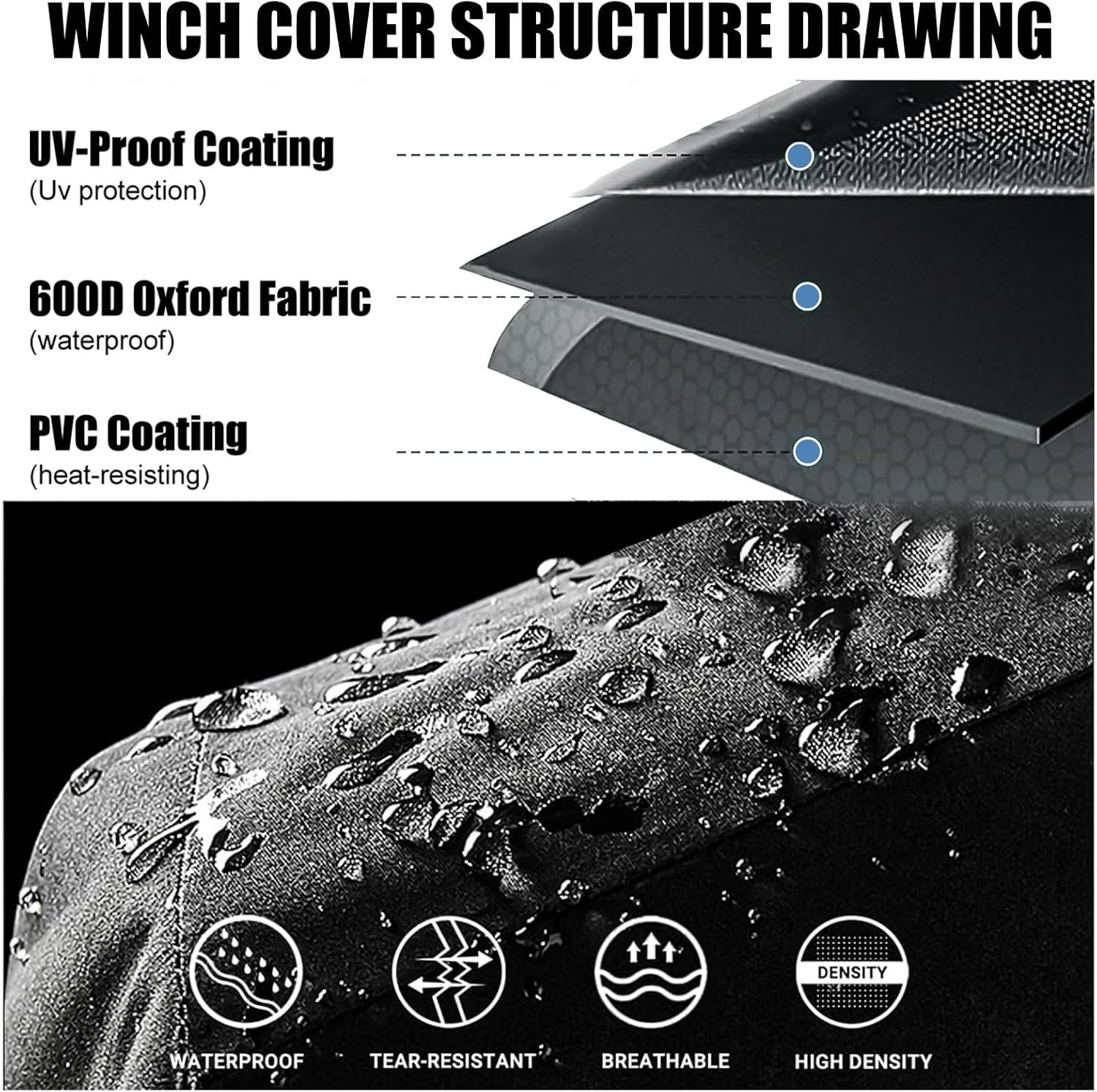 Winch Cover Winch Cover Waterproof Heavy Duty 600D Oxford Fabric Winch Covers