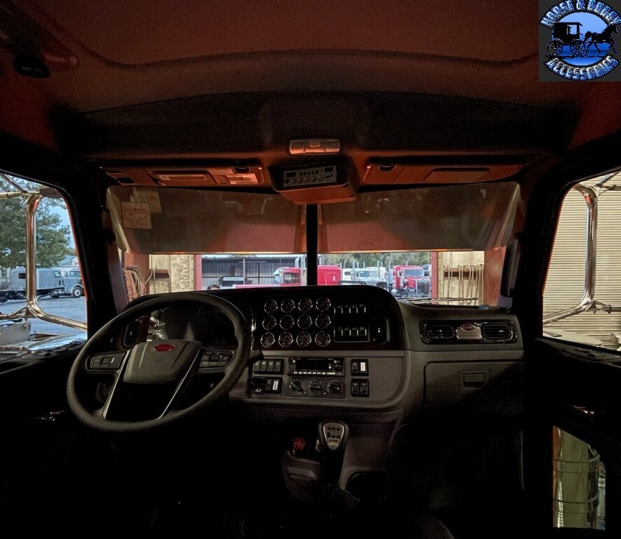 Rollin low Peterbilt 14" straight flat bottom visor 14 gauge 304 s.s. 379 389