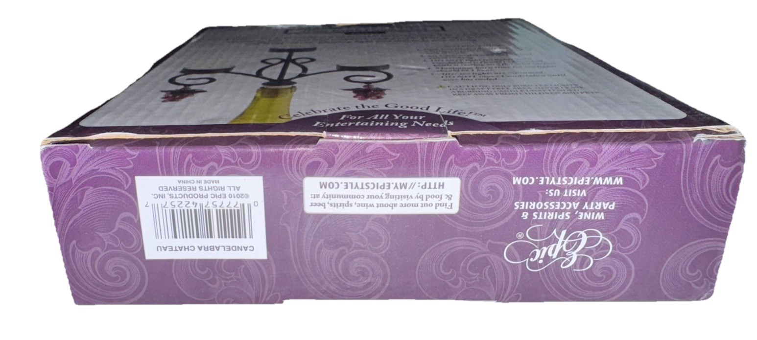 Epic Wine Bottle Candelabra Tea Lights Included Silver CHATEAU NEW Open Box