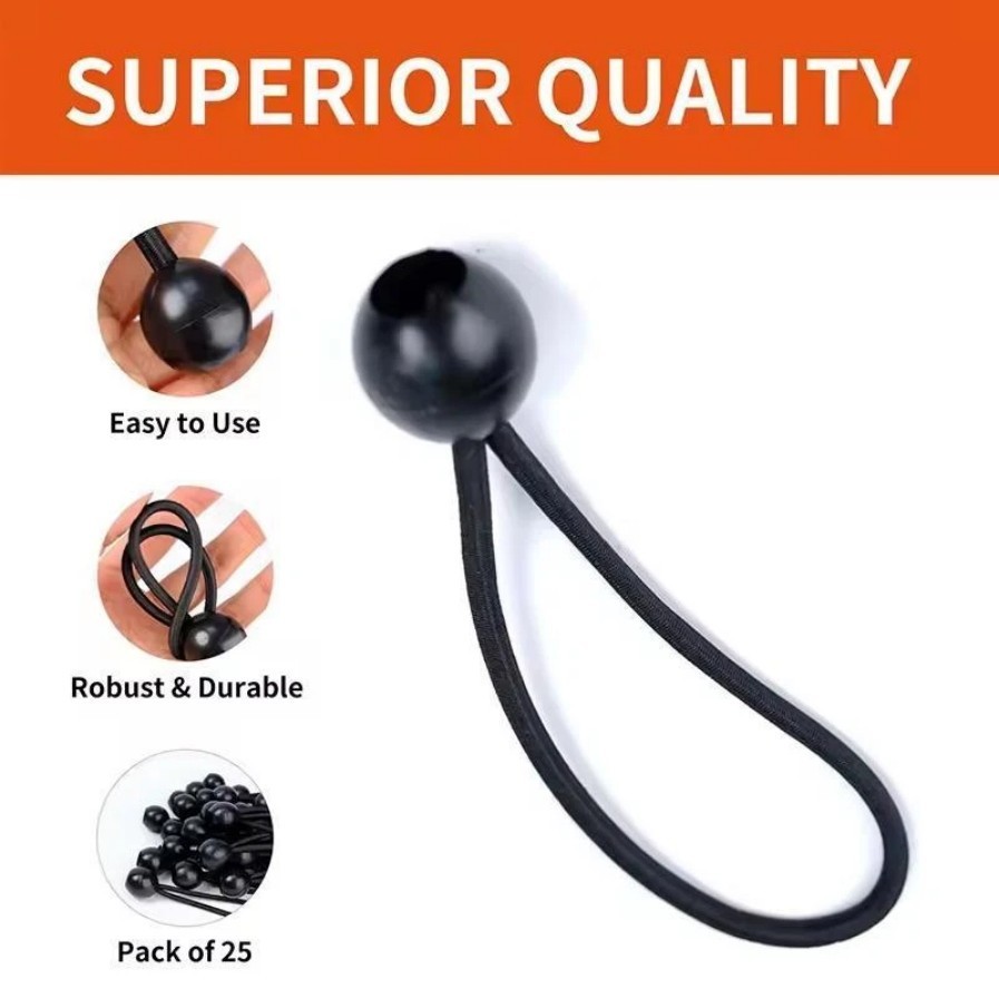 6" Ball Bungee Bungie Cord 100Pcs Black Heavy Duty Canopy Tarp Tie Downs * / \
