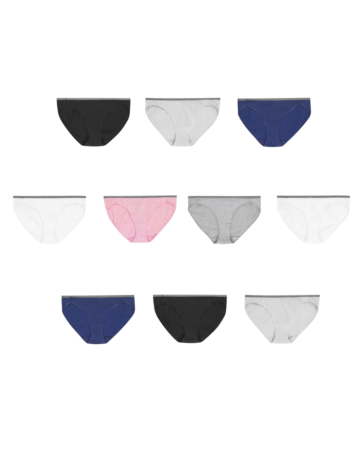 Hanes Womens Bikini 10-Pack Underwear Panties Breathable Cotton Stretch No Lines