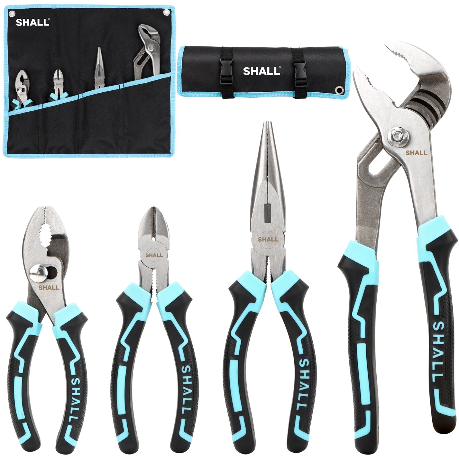SHALL 4-Piece Pliers Set, Pliers Tool Set, Two-Color TPR Handle