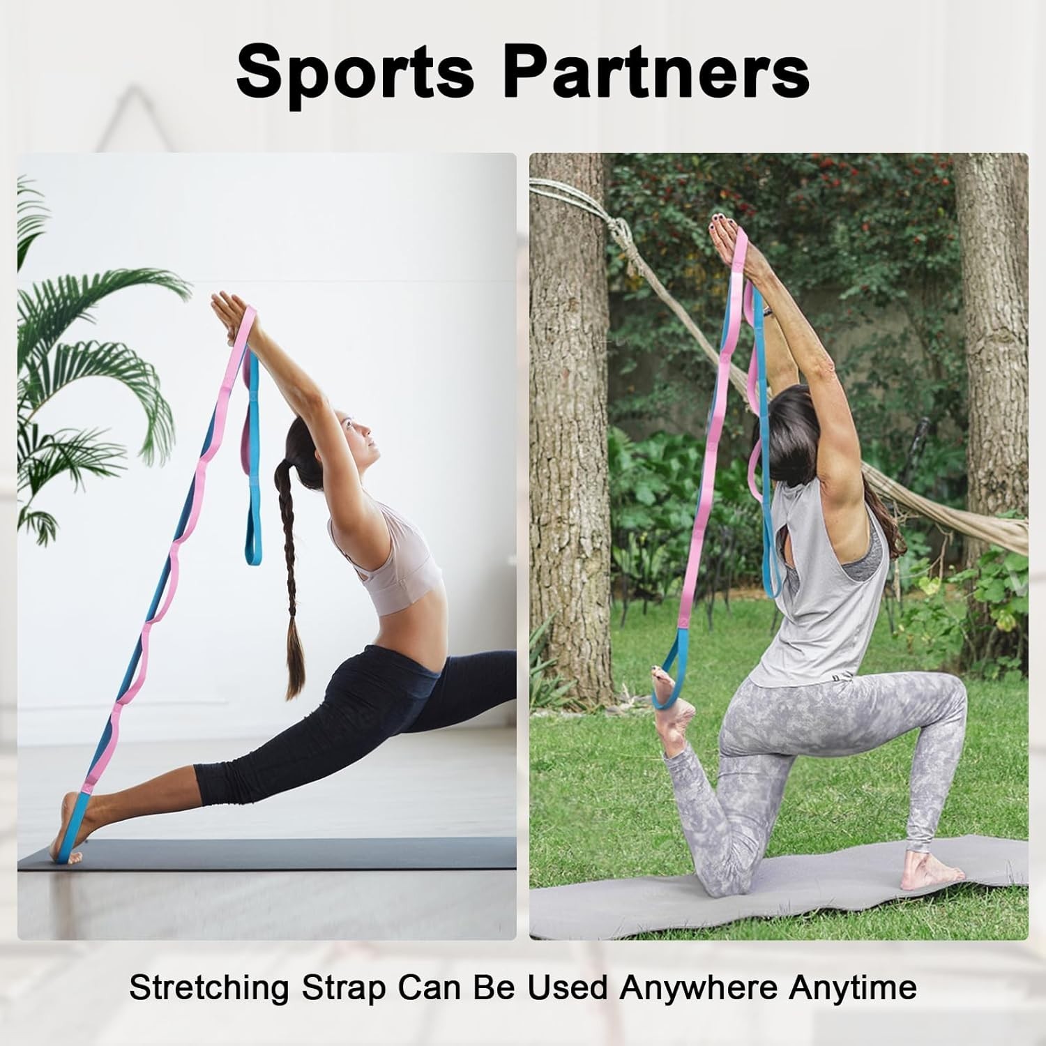 Versatile Yoga Strap with 10 Loops - 78.7 Inches for Stretching & Flexibility