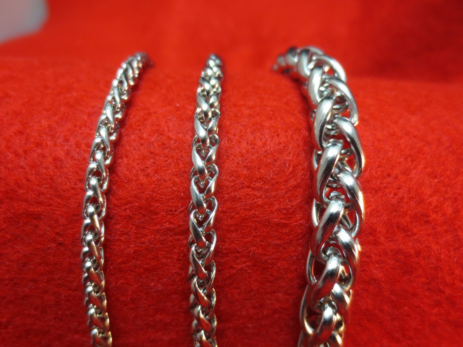 3/4/7 MM Mens 16-60" STAINLESS STEEL SILVER BRAIDED WHEAT ROPE CHAIN NECKLACE