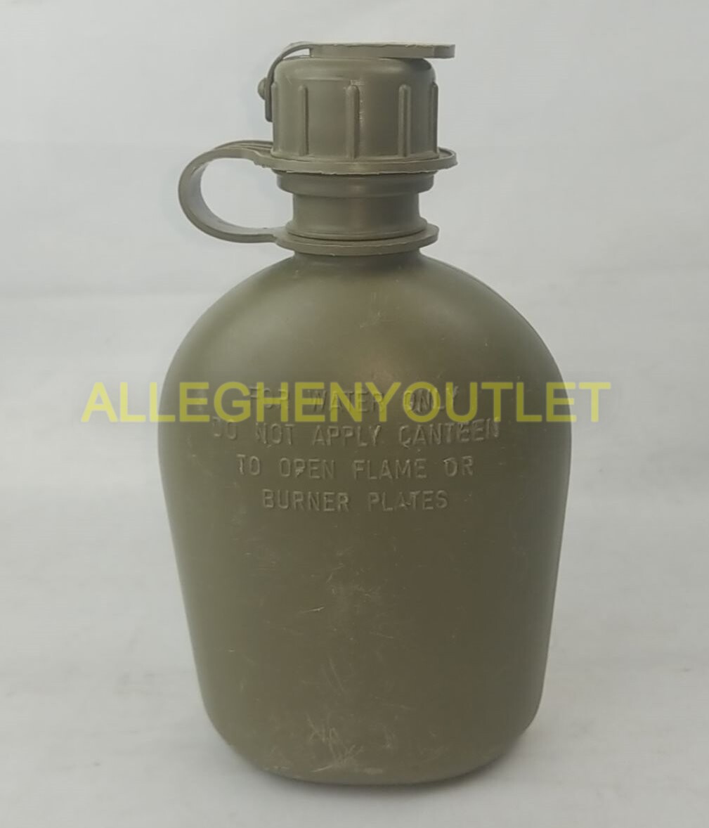 US Military 1 Quart Canteen Hard Plastic OD Green 1QT NBC Cap Army Field Gear VG