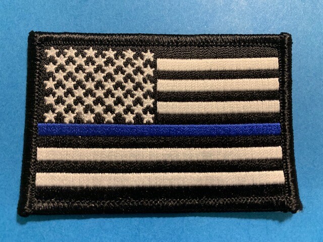 THIN BLUE LINE USA AMERICAN FLAG EMBROIDERED PATCH TACTICAL FLAG HI QLTY(3 x 2")