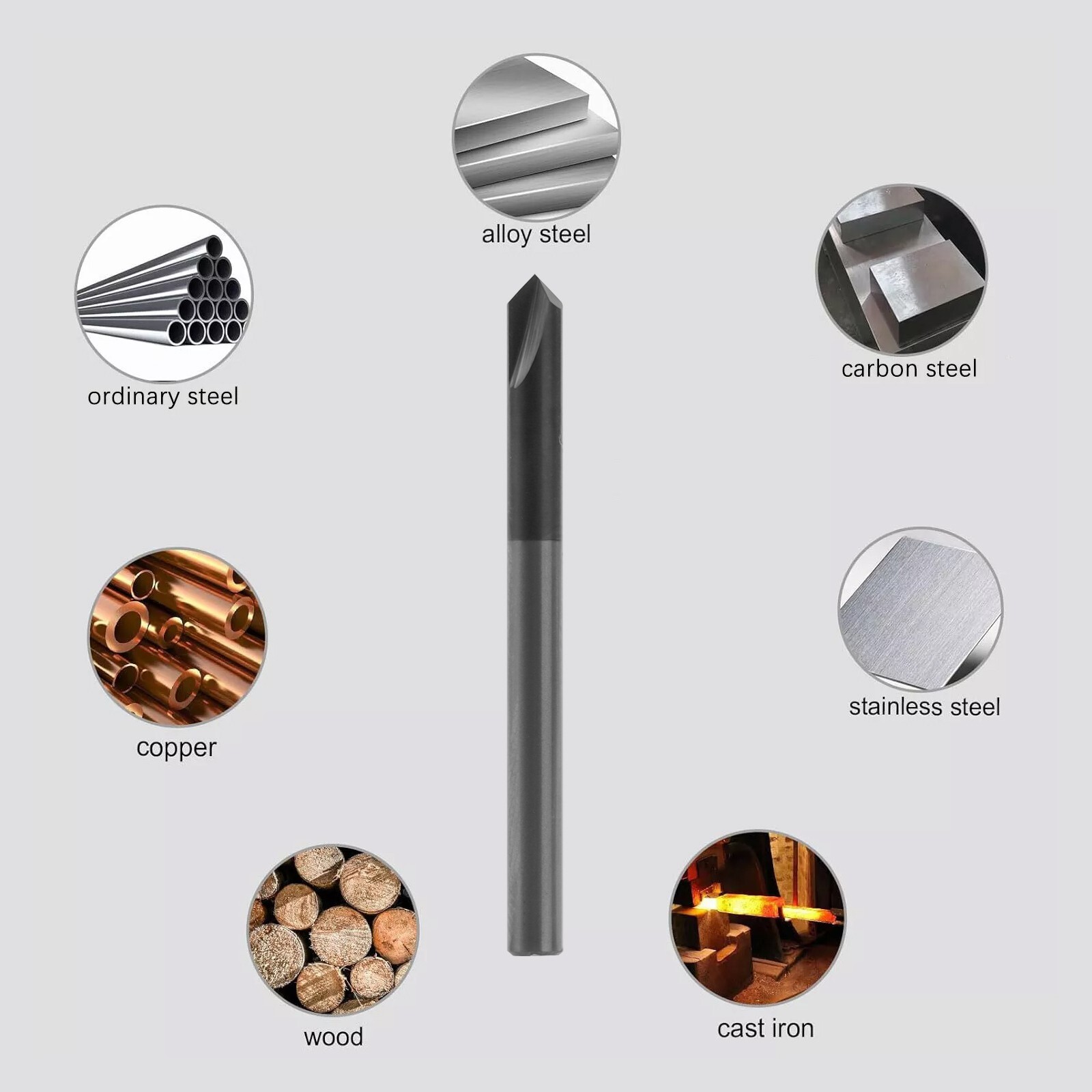 10PCS 90 Degree 2 flute 1/8" x 1-1/2" Solid Carbide Chamfer Mills - AlTiN Coated