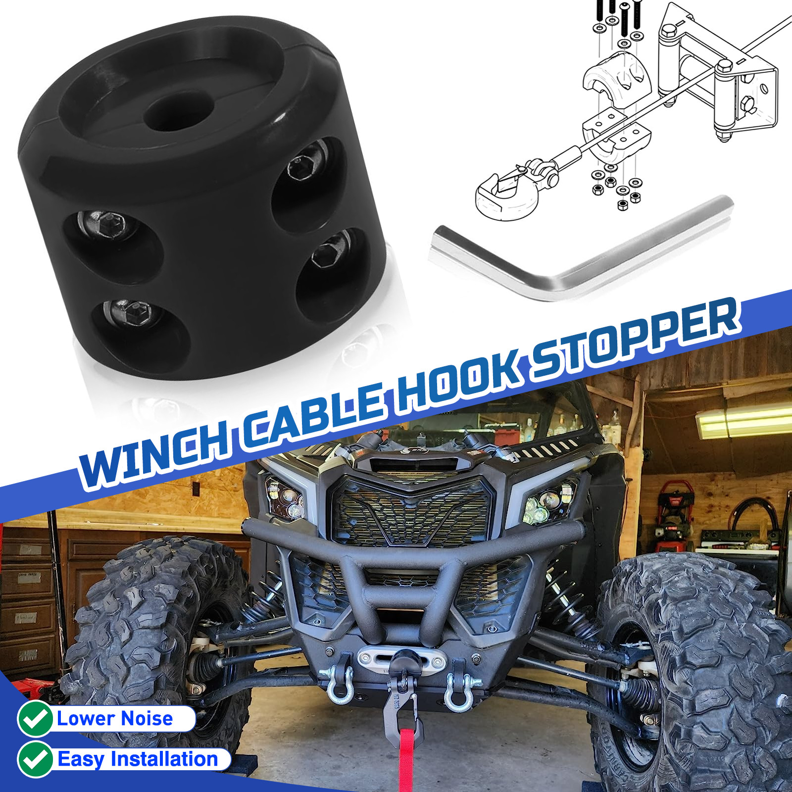 Winch Stopper Stop Rubber Heavy Duty Cable Line Waterproof Rope Hook ATV UTV