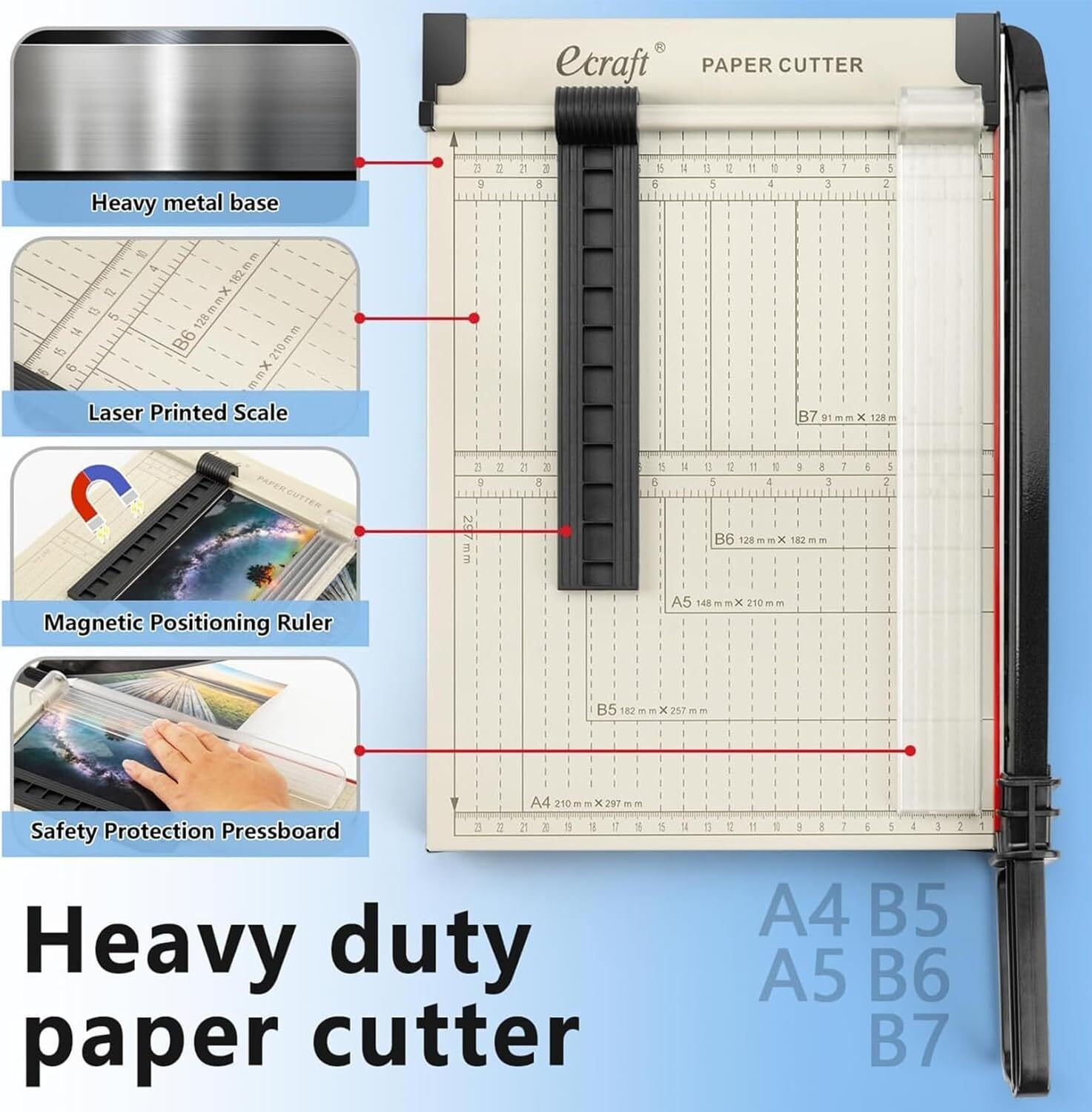 Paper Cutter Paper Trimmer with Guard,12" Cut Length Guillotine Paper Cutter
