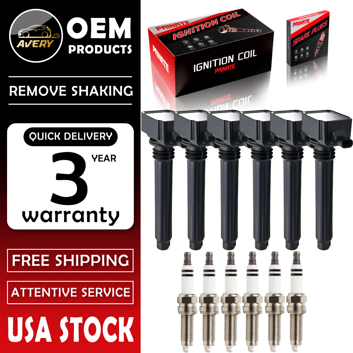 ✅OEM 6 Ignition Coil + Iridium Spark Plug For Dodge Jeep Ram Chrysler 3.6L UF648