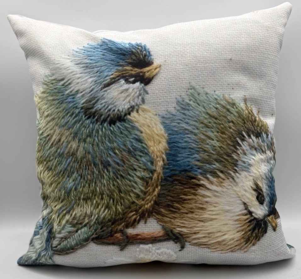 TentCraft Bird Throw Pillow Pair 14” Square Zippered Washable Covers Inserts