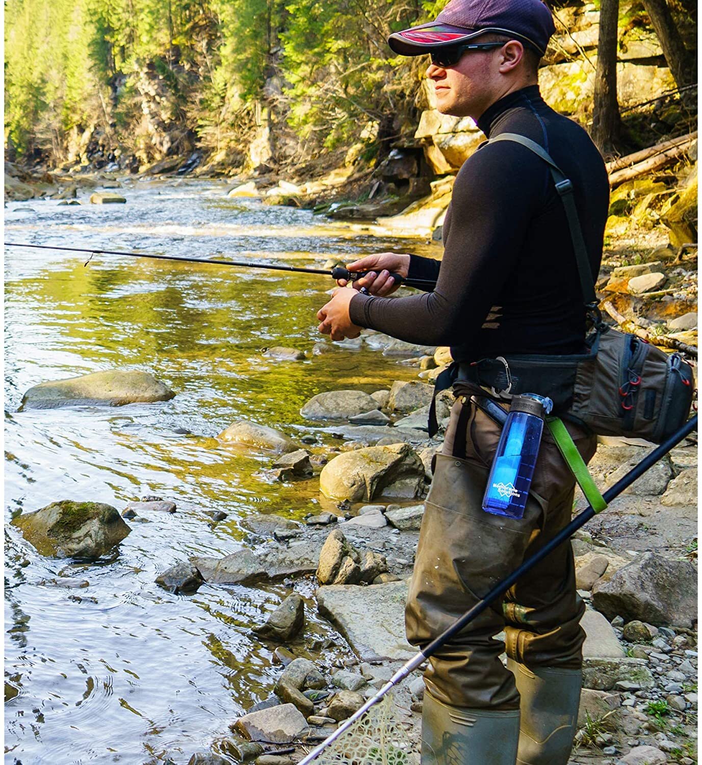 Water Filter Bottle Integrated Straw Purifier Outdoor Camping Hiking 650ml/22oz